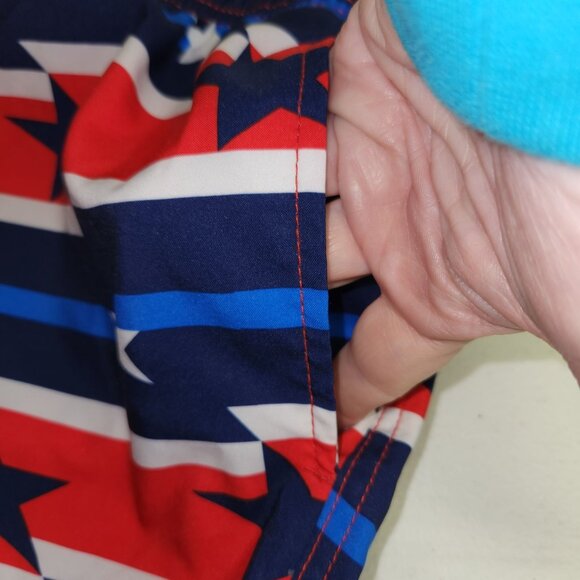 Speedo XL Swim Trunks Star-Spangled Design Red White Blue Elastic Waist 2510 - Picture 4 of 9